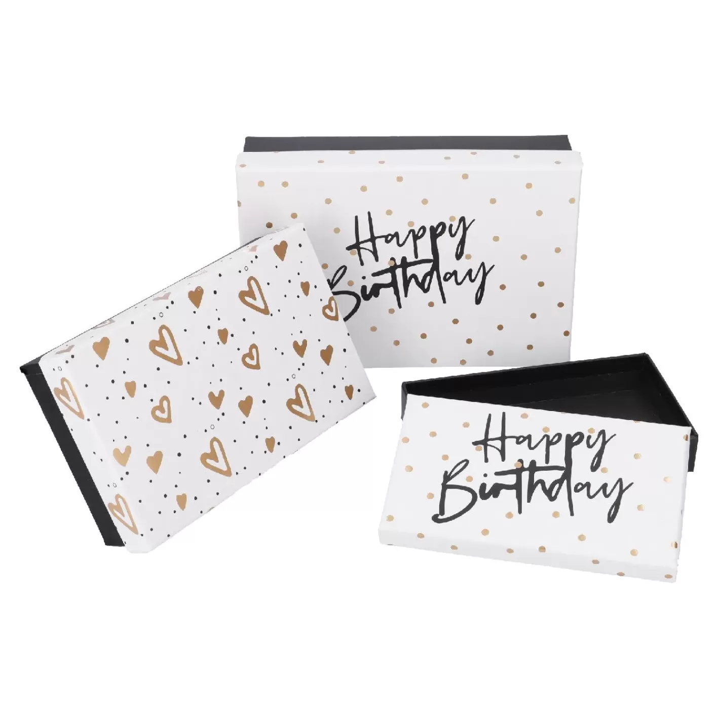 NANU-NANA 3er Set Geschenkkarton Geburtstag, Schwarz/weiß Hot