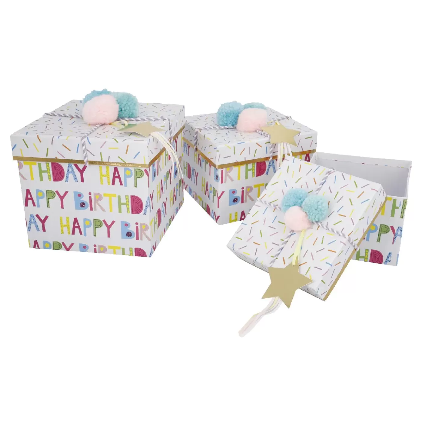 NANU-NANA 3er Set Geschenkkarton Geburtstag/Quadro, Stern Best